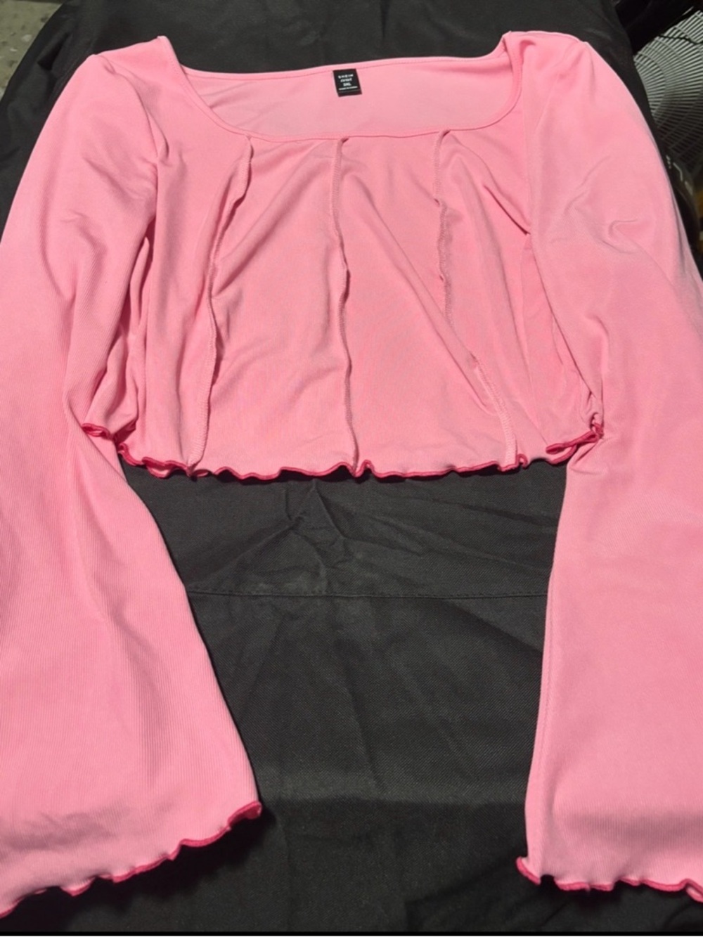 SHEIN Pink Ribbed Crop Top with Square Neckline